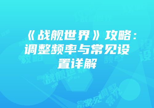 《战舰世界》攻略：调整频率与常见设置详解