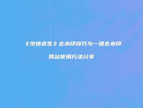 《绝地求生》去水印技巧与一键去水印网站使用方法分享