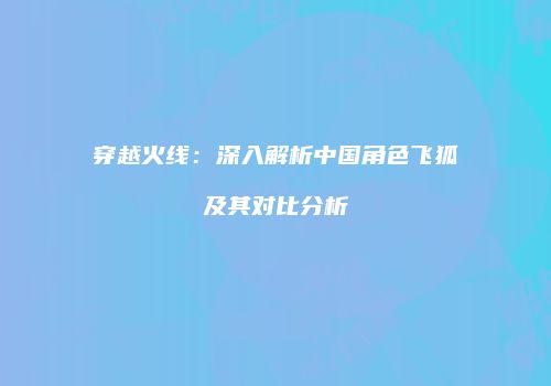 穿越火线：深入解析中国角色飞狐及其对比分析