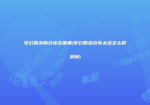 梦幻西游的仓库在哪里(梦幻西游仓库太多怎么取消掉)