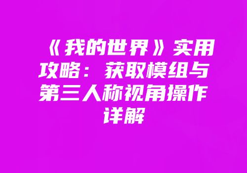 《我的世界》实用攻略：获取模组与第三人称视角操作详解