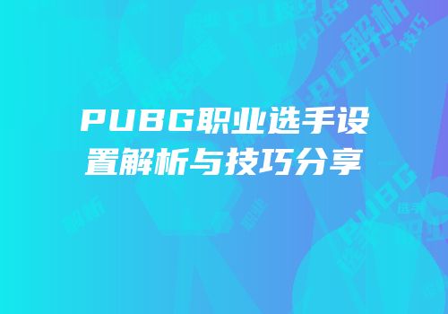 PUBG职业选手设置解析与技巧分享