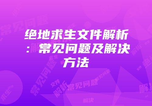 绝地求生文件解析：常见问题及解决方法