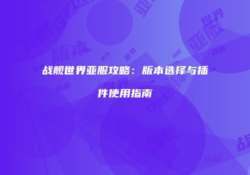 战舰世界亚服攻略：版本选择与插件使用指南