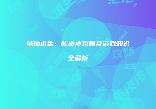 绝地求生：陈皮皮攻略及游戏知识全解析