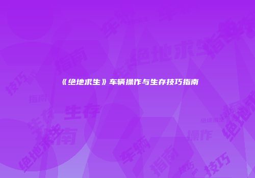 《绝地求生》车辆操作与生存技巧指南