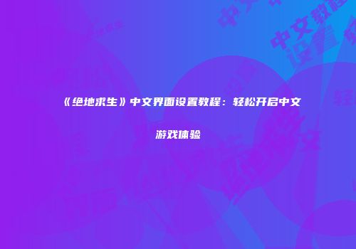 《绝地求生》中文界面设置教程：轻松开启中文游戏体验
