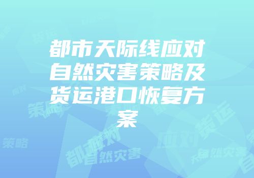 都市天际线应对自然灾害策略及货运港口恢复方案