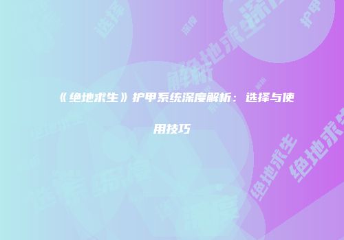 《绝地求生》护甲系统深度解析：选择与使用技巧