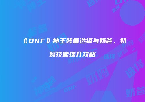 《DNF》神王装备选择与奶爸、奶妈技能提升攻略