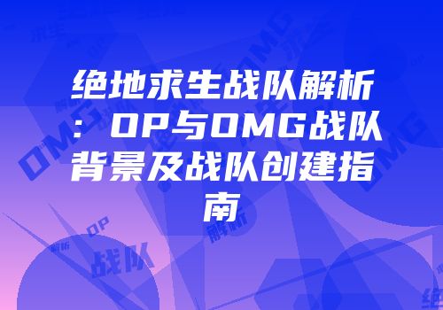 绝地求生战队解析：OP与OMG战队背景及战队创建指南