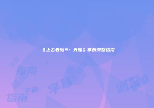《上古卷轴5：天际》字幕调整指南