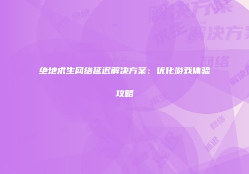 绝地求生网络延迟解决方案：优化游戏体验攻略