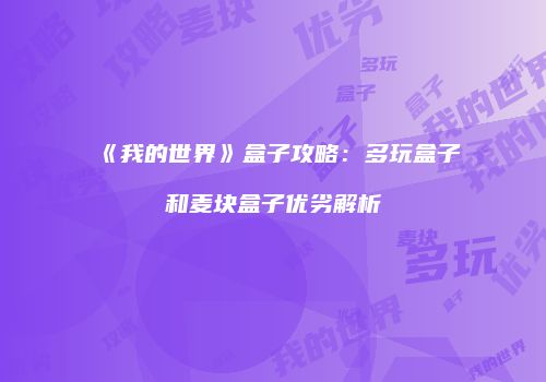 《我的世界》盒子攻略：多玩盒子和麦块盒子优劣解析