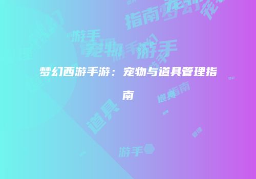 梦幻西游手游：宠物与道具管理指南