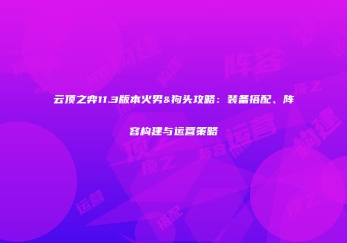 云顶之弈11.3版本火男&狗头攻略：装备搭配、阵容构建与运营策略