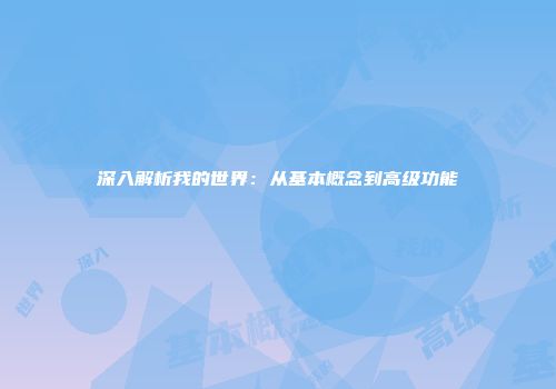 深入解析我的世界：从基本概念到高级功能