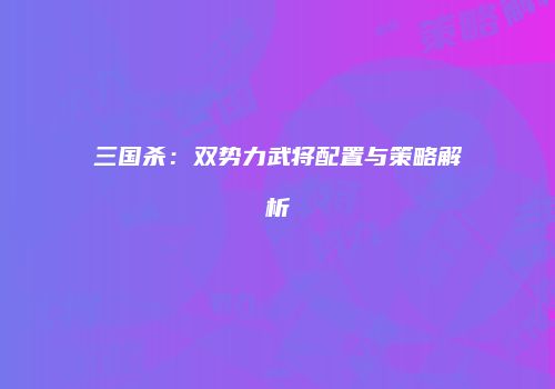 三国杀：双势力武将配置与策略解析