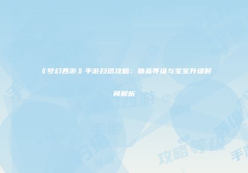 《梦幻西游》手游扫塔攻略：物品等级与宝宝升级时间解析