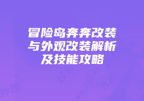 冒险岛奔奔改装与外观改装解析及技能攻略
