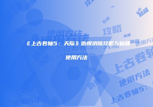 《上古卷轴5：天际》仇恨消除攻略与秘籍使用方法