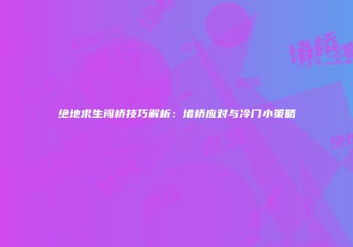 绝地求生闯桥技巧解析：堵桥应对与冷门小策略