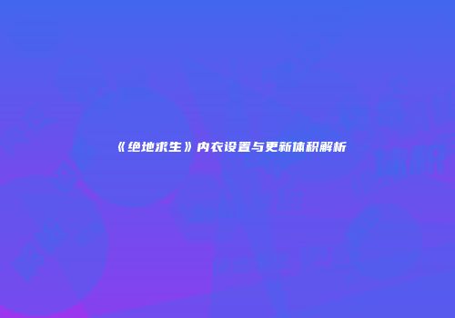 《绝地求生》内衣设置与更新体积解析