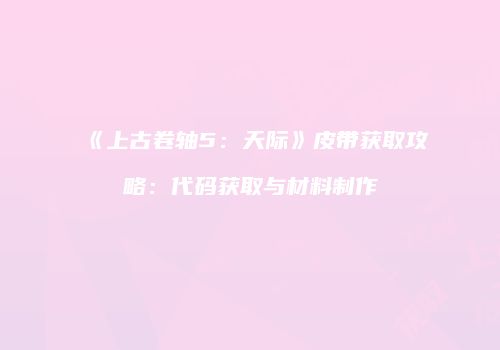 《上古卷轴5：天际》皮带获取攻略：代码获取与材料制作