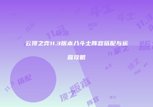 云顶之弈11.3版本八斗士阵容搭配与运营攻略