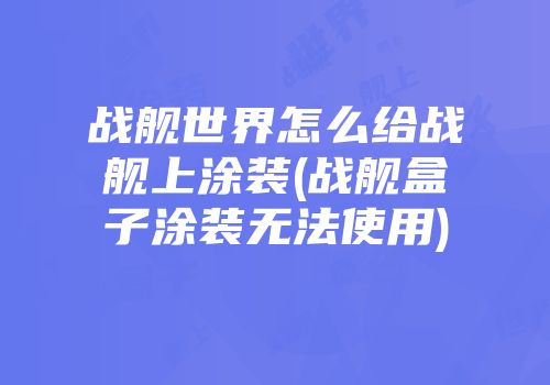 战舰世界怎么给战舰上涂装(战舰盒子涂装无法使用)