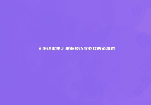 《绝地求生》重拳技巧与外挂防范攻略