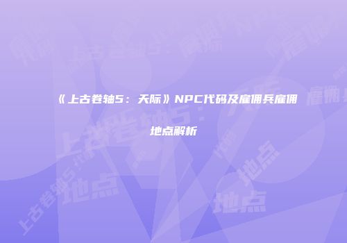 《上古卷轴5：天际》NPC代码及雇佣兵雇佣地点解析