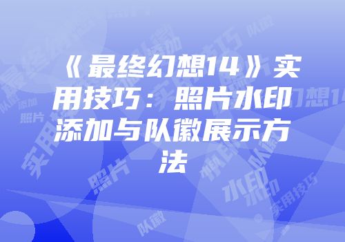 《最终幻想14》实用技巧：照片水印添加与队徽展示方法