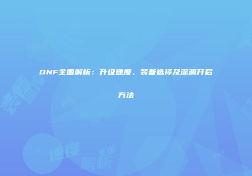 DNF全面解析：升级速度、装备选择及深渊开启方法