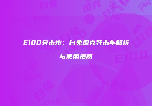 E100突击炮：白兔坦克歼击车解析与使用指南
