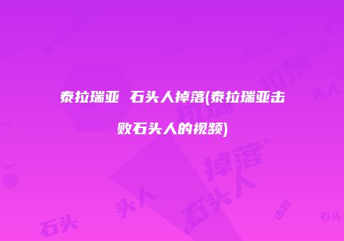 泰拉瑞亚 石头人掉落(泰拉瑞亚击败石头人的视频)