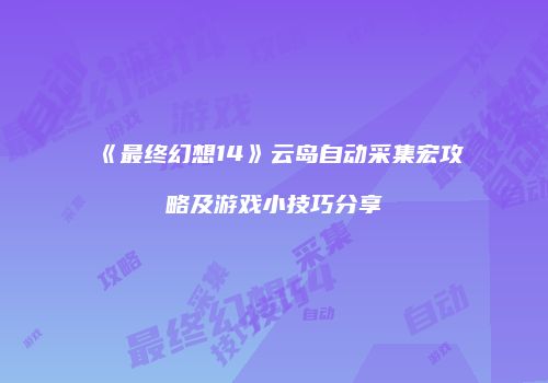 《最终幻想14》云岛自动采集宏攻略及游戏小技巧分享
