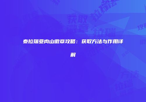 泰拉瑞亚肉山徽章攻略：获取方法与作用详解
