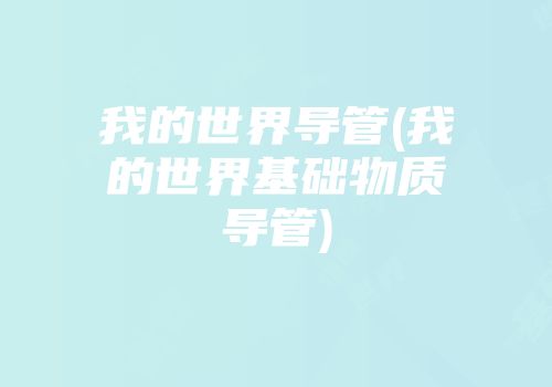 我的世界导管(我的世界基础物质导管)