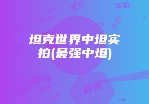 坦克世界中坦实拍(最强中坦)