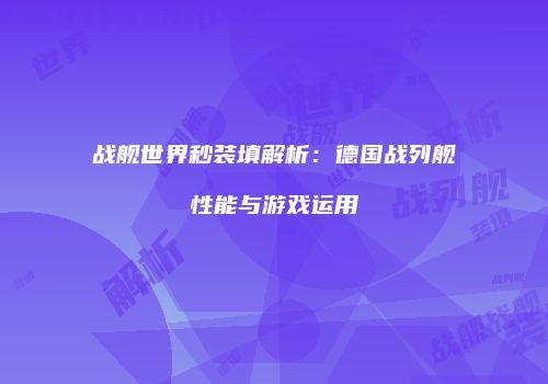 战舰世界秒装填解析：德国战列舰性能与游戏运用