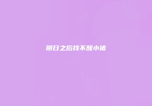 明日之后找不醒小猪