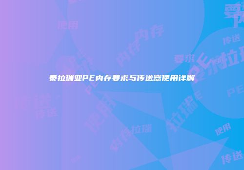 泰拉瑞亚PE内存要求与传送器使用详解