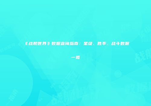 《战舰世界》数据查询指南：星级、胜率、战斗数据一览