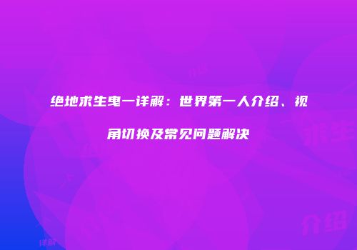 绝地求生曳一详解：世界第一人介绍、视角切换及常见问题解决
