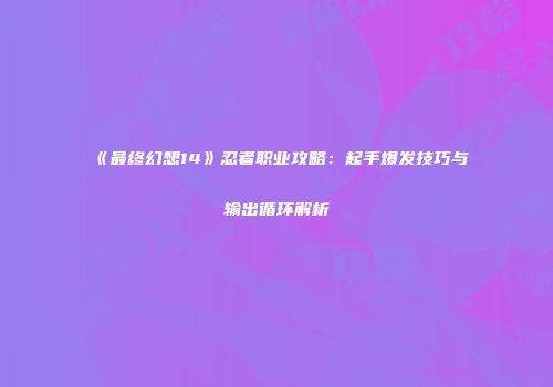 《最终幻想14》忍者职业攻略：起手爆发技巧与输出循环解析