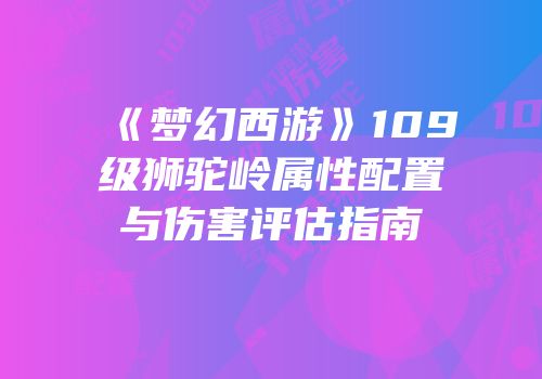 《梦幻西游》109级狮驼岭属性配置与伤害评估指南