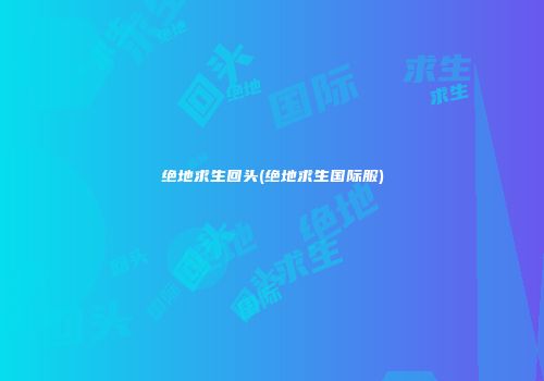 绝地求生回头(绝地求生国际服)