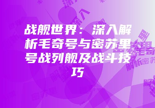 战舰世界：深入解析毛奇号与密苏里号战列舰及战斗技巧
