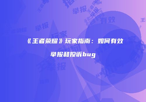 《王者荣耀》玩家指南：如何有效举报和投诉bug